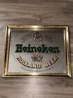 Vintage 1970 Heineken Imported Gold Mirror Beer Wall Bar Sign  13 5/8” x 16 5/8”