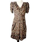 Miss Sixty M60 Ring Pattern Ruched-Sleeve Dress W/Removable Shoulder Pads SZ 4