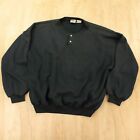 vtg 90s REEBOK embroidered henley sweatshirt XL blank black faded boxy relaxed