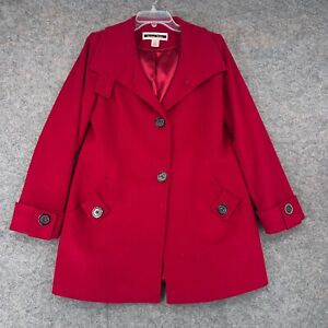 Vintage Kristen Blake Coat Womens Small Red Blazer Outdoors Trench Wool Pockets