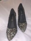 ALDO Heels Womens S 7 Zebra Print Slip On Platform Stiletto Pumps Grey Black Fur