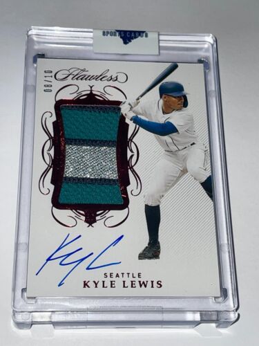 Kyle Lewis 2020 Panini Flawless 3 Color Patch Auto RPA-KL 08/10
