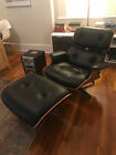 Genuine Herman Miller Eames Lounge Chair & Ottoman, Black Leather | Cherry Wood