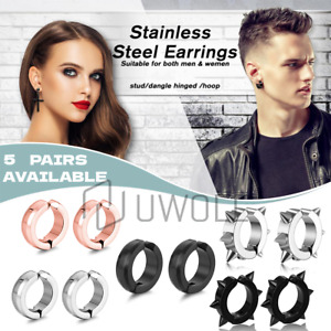 Stainless Steel Stud Earrings Magnetic Ear Plugs Non-Piercing Clip On Men Women