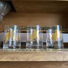 Set of 4 Mid Century Modern Gold Gilt Turtle Double Old-Fashioned Glasses 4 1/4