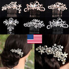 Bridal Flower Headpiece Crystal Wedding Hair Combs Bride Jewelry Accessories USA