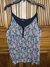 Maeve Anthropologie Tank Top Womens Extra Large Black Red Floral Shimmer Ribbed