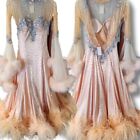Vintage Burlesque DWTS rhinestone gown Ostrich Feather Ballroom Dance