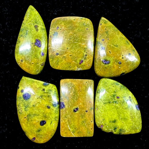 6 Pcs Natural Atlantisite 27-35mm Mix Loose Cabochon Gemstones Lot 166.45 Cts