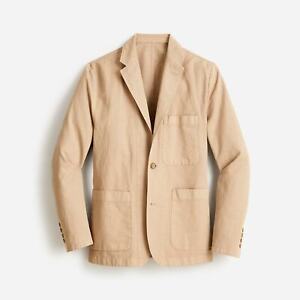 J. Crew Men's Cotton Linen Chino Sports Coat Size 38 NWT Khaki Blazer Jacket