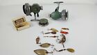 Vintage Fishing Tackle Lot Swiss Made Thommen Spinning Reel Record Reel Lures