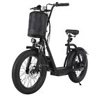 Adult Electric Scooter Commuter 500W Off-Road Ebike Bicycle w/ Seat & Basket
