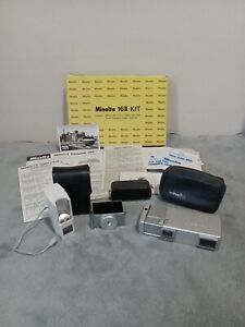 Vintage Minolta 16II Spy Camera Kit Rokkor w/ Film Flash Lens Clamp Original Box