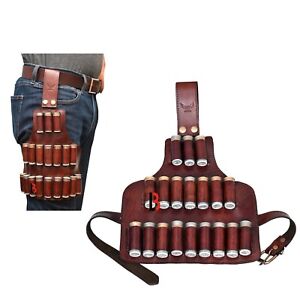 Cowhide Leather Cartridge Holder Leg Belt for 12, 16 & 12 Gauge Shells, Hunting