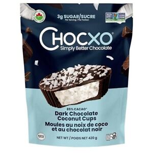 ChocXO USDA Organic Dark Chocolate Coconut Cups, 14.8oz 3G Sugar Non GMO KETO