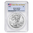 2022 $1 American Silver Eagle PCGS MS70 FDOI Flag Label