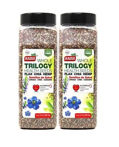 2Pack Badia TRILOGY Seeds/Flax/Chia/Hemp/Plant based protein/Fiber/Linaza/2x21oz