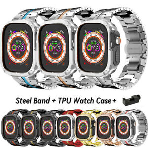 Metal Wrsit Band Strap W/Case Cover For Apple Watch Ultra 9 8 7 6 5 4 3 2 1 & SE