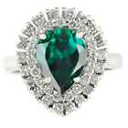 14KT White Gold 1.80Ct 100% Natural Zambian Emerald IGI Certified Diamond Ring