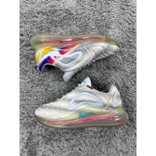 Nike Air Max 720 Sneakers Mens 9 Gray Multi-color Rainbow Pride Shoes AO2924-011