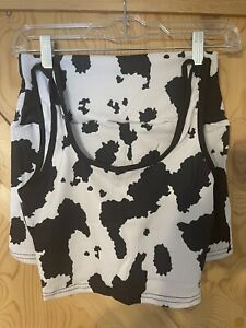spandex cow print outfit bike shorts and top