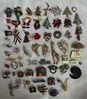 Vintage Brooch Pin Lot Of 63 Holiday, Animals, Flowers +