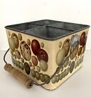 Vintage Bethany Lowe Style Egg Art Easter Divided Tin Storage Bucket With Handle