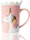Unicorn Mug Cute Ceramic Coffee with lovely Spoon, Morning Pink