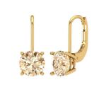 3ct Round Solitaire Classic Drop Dangle Real Morganite Earrings 14k Yellow Gold
