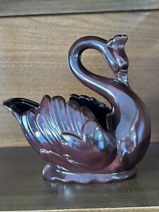 New ListingVintage Handmade Pottery Brown Swan Planter Vase 1980