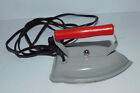 VERY NEAT VINTAGE GREY ELECTRIC CHILD'S TOY IRON WITH RED WOODEN HANDLE