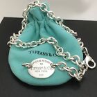 17” Please Return To Tiffany Oval Tag Choker Pendant Necklace in Sterling Silver