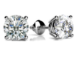 Solitaire Stud Earrings 2 Ct Simulated Diamond Solid 925 Sterling Silver