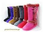 NEW WOMAN FUR TRIMMED FAUX SUEDE FASHION WINTER BUCKLE BOOTS