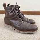 Cole Haan Chocolate Brown Leather Brogue Chukka Boots Lace Up Men's Size 11 EUC