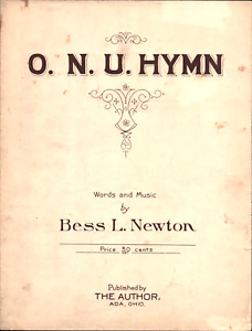 1925 OHIO NORTHERN UNIVERSITY antique school sheet music 
