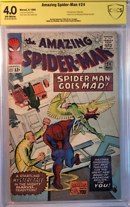 1965 Amazing Spider-Man 24 CBCS 4.0 SS Stan Lee Signature. Sandman Vulture Cover