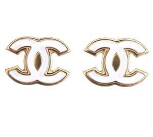 Chanel 2023 CC White Resin Small Stud Earrings