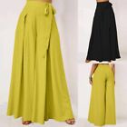 Women Casual Loose Flare Wide Leg Pants High Waist Culotte Palazzo Trousers Size