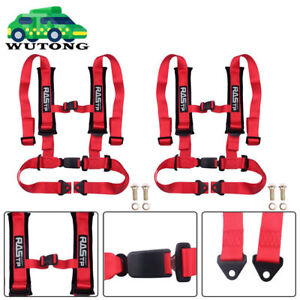 Pair of 4 Point Harness Racing Seat Belt Red - 2