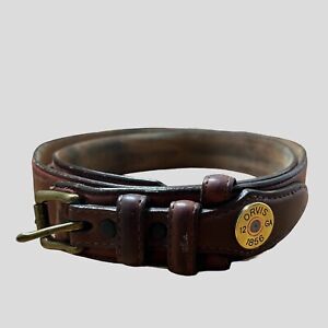 Vintage Orvis Men's Brown Leather 12 Gauge 1856 Belt Size 44 9G3L Made In USA