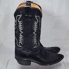 Vintage Nocona Men 11 D Black Cowhide Leather Cowboy Boots 8517C