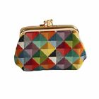 Signare Colorful Multi-Color Triangles  Double Section Coin Frame Purse Tapestry