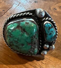 VINTAGE NAVAJO INDIAN SILVER & TURQUOISE LARGE MAN'S RING SIZE 12.25
