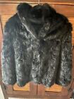 gorgeous vintage black fur jacket size medium fully lined with pockets