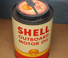 RARE ~ FULL NEAR MINT ~1940s era SHELL OUTBOARD MOTOR OIL Old 1 quart Tin Can