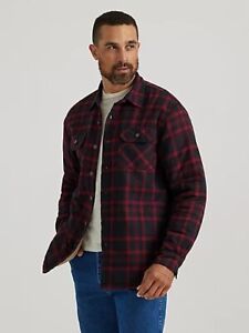 Wrangler Jacket Mens 2XL Flannel Shirt Sherpa Lined Plaid Shacket
