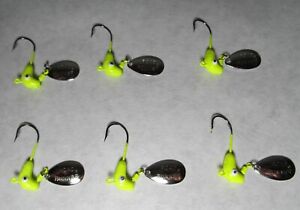 6 BLAKEMORE ROAD RUNNER YELLOW SPINNER JIG HEAD/FISHING LURES 1/4oz CRAPPIE/BASS