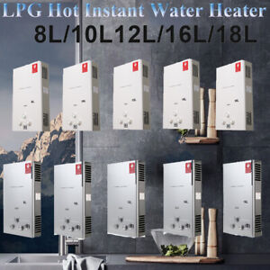 LPG Propane Gas Instant Hot Water Heater 8-18L Tankless Camping Hot Water Burner