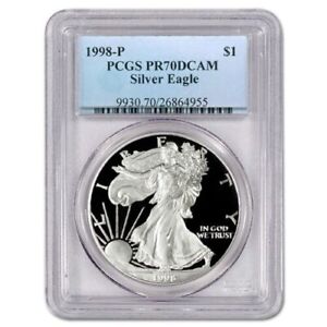 1998-P American Proof Silver Eagle one dollar Coin PCGS PR70 DCAM